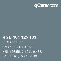 Color code: RGB 104 125 133 | qconv.com