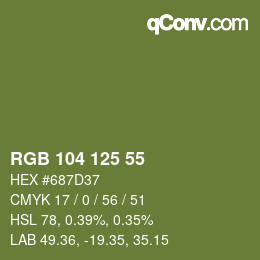 カラーコード: RGB 104 125 55 | qconv.com