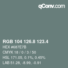 カラーコード: RGB 104 126.8 123.4 | qconv.com