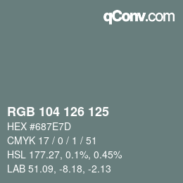 Color code: RGB 104 126 125 | qconv.com