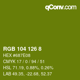 Color code: RGB 104 126 8 | qconv.com