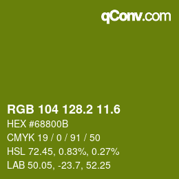 カラーコード: RGB 104 128.2 11.6 | qconv.com