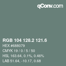 カラーコード: RGB 104 128.2 121.6 | qconv.com