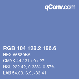 カラーコード: RGB 104 128.2 186.6 | qconv.com