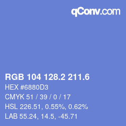 カラーコード: RGB 104 128.2 211.6 | qconv.com