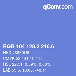 カラーコード: RGB 104 128.2 216.6 | qconv.com