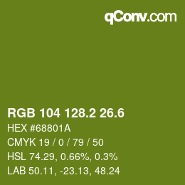 カラーコード: RGB 104 128.2 26.6 | qconv.com