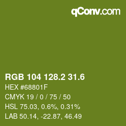 カラーコード: RGB 104 128.2 31.6 | qconv.com