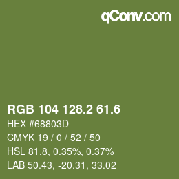 カラーコード: RGB 104 128.2 61.6 | qconv.com