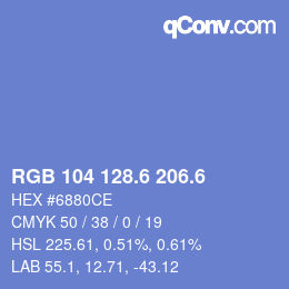 カラーコード: RGB 104 128.6 206.6 | qconv.com