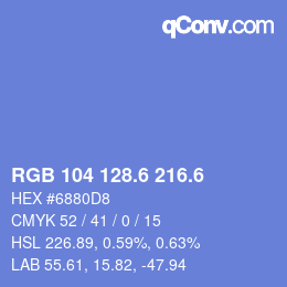 カラーコード: RGB 104 128.6 216.6 | qconv.com