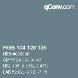 カラーコード: RGB 104 128 136 | qconv.com