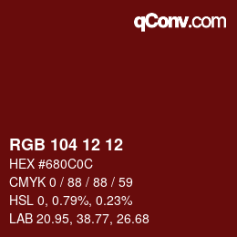 Farbcode: RGB 104 12 12 | qconv.com