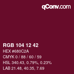 カラーコード: RGB 104 12 42 | qconv.com