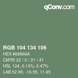 Color code: RGB 104 134 106 | qconv.com
