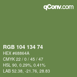 Color code: RGB 104 134 74 | qconv.com