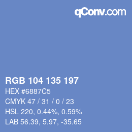 カラーコード: RGB 104 135 197 | qconv.com