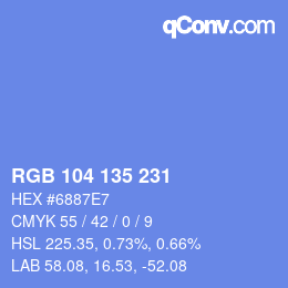 Color code: RGB 104 135 231 | qconv.com