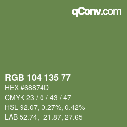 カラーコード: RGB 104 135 77 | qconv.com