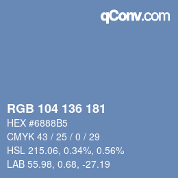 Color code: RGB 104 136 181 | qconv.com