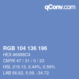 Color code: RGB 104 136 196 | qconv.com