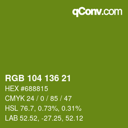 Color code: RGB 104 136 21 | qconv.com