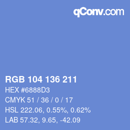 Color code: RGB 104 136 211 | qconv.com