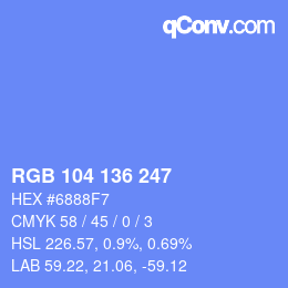 Color code: RGB 104 136 247 | qconv.com