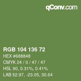 Color code: RGB 104 136 72 | qconv.com