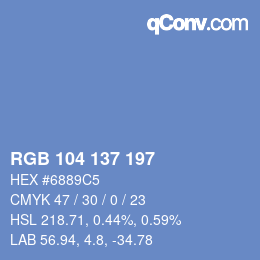 Farbcode: RGB 104 137 197 | qconv.com