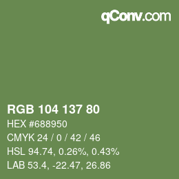 颜色代码: RGB 104 137 80 | qconv.com