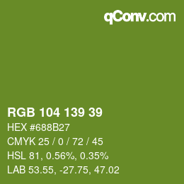 Color code: RGB 104 139 39 | qconv.com