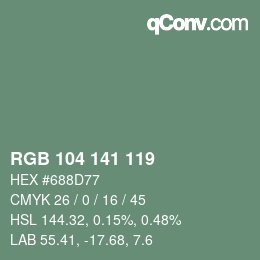 Código de color: RGB 104 141 119 | qconv.com