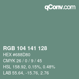 Farbcode: RGB 104 141 128 | qconv.com