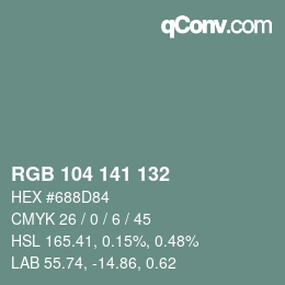 颜色代码: RGB 104 141 132 | qconv.com