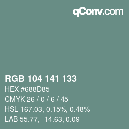 颜色代码: RGB 104 141 133 | qconv.com
