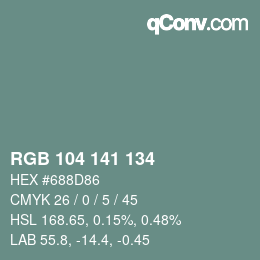 Farbcode: RGB 104 141 134 | qconv.com