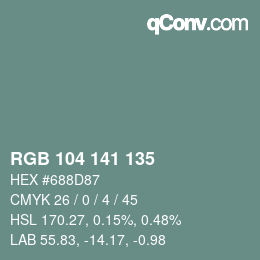 颜色代码: RGB 104 141 135 | qconv.com
