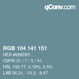 Farbcode: RGB 104 141 151 | qconv.com