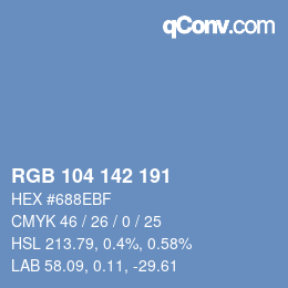 Color code: RGB 104 142 191 | qconv.com