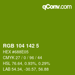 カラーコード: RGB 104 142 5 | qconv.com