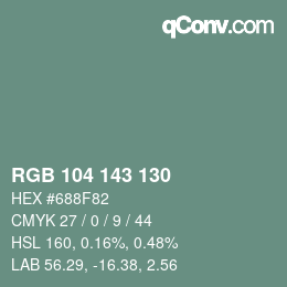 Farbcode: RGB 104 143 130 | qconv.com
