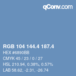 カラーコード: RGB 104 144.4 187.4 | qconv.com