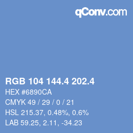 カラーコード: RGB 104 144.4 202.4 | qconv.com
