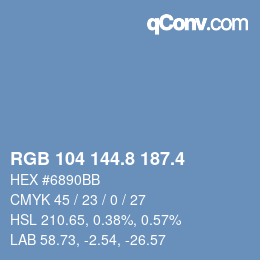 カラーコード: RGB 104 144.8 187.4 | qconv.com
