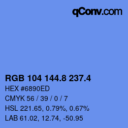 カラーコード: RGB 104 144.8 237.4 | qconv.com