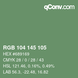 Color code: RGB 104 145 105 | qconv.com