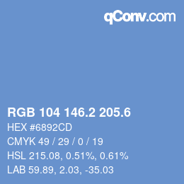 カラーコード: RGB 104 146.2 205.6 | qconv.com