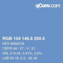 カラーコード: RGB 104 146.6 200.6 | qconv.com