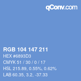 Color code: RGB 104 147 211 | qconv.com